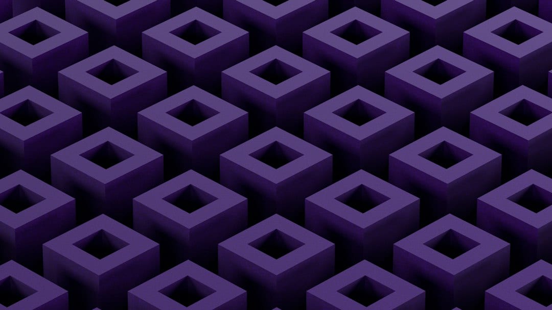 Abstract geometric hero background in plum purple with elegant arched forms and subtle gradient mesh