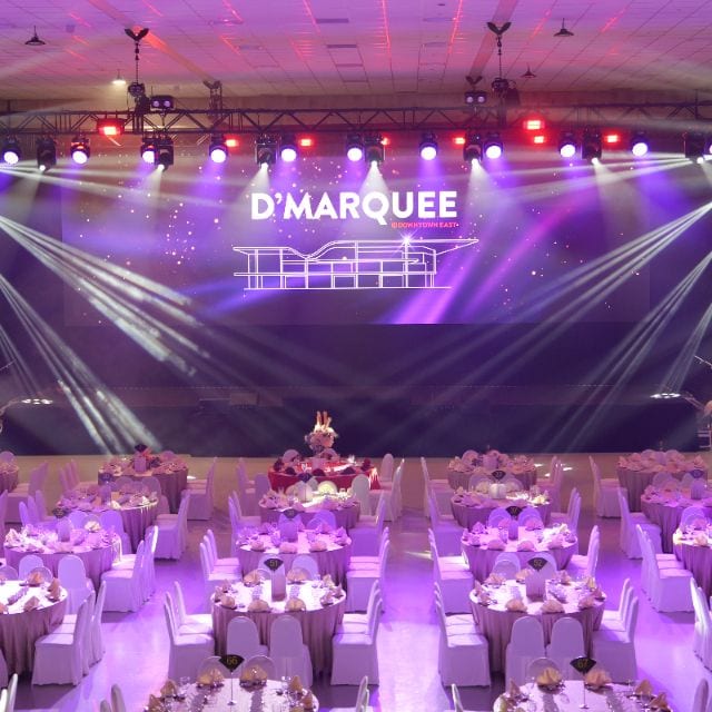 D'Marquee banquet style setup for weddings and dinner functions