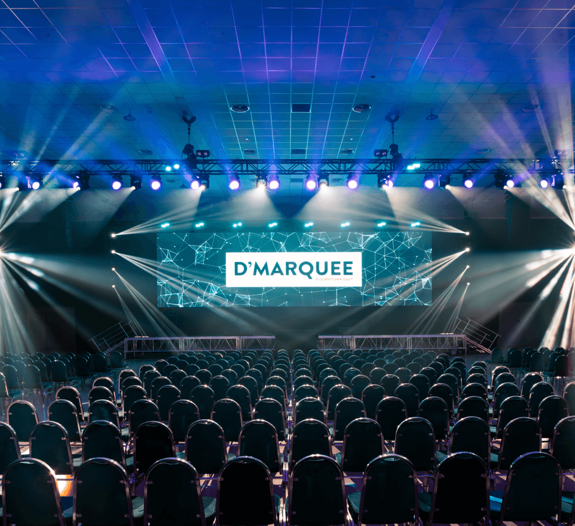 D'Marquee theatre style setup for concerts and comedy shows